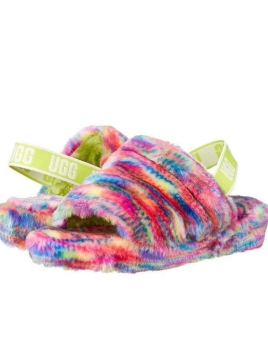 UGG Shoes - Ugg Fluff Yeah Slide Slippers Pixelate Size 6 Multicolor Tie Dye